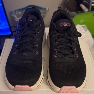 Skechers Women's Black Sneakers with Pink Highlights